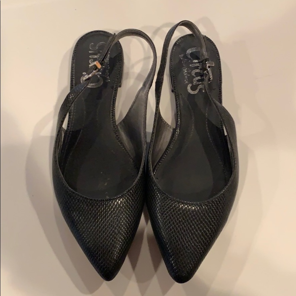 Black sling back flats